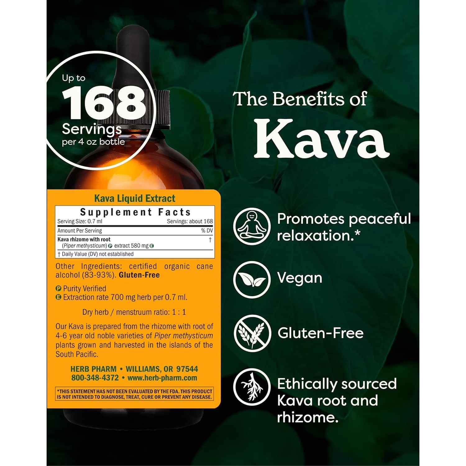 Herb Pharm Kava Root Liquid Extract Noble Kava 4 Fl Oz