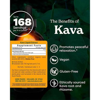 Herb Pharm Kava Root Liquid Extract Noble Kava 4 Fl Oz