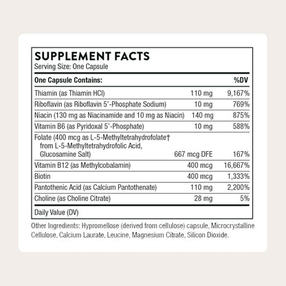 Thorne Basic B-Complex Vitamin Supplement with Choline 60 Capsules