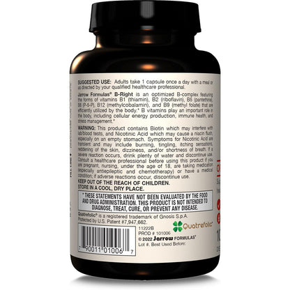Jarrow Formulas B-Right Vitamin B Complex Formula 100 Veggie Caps