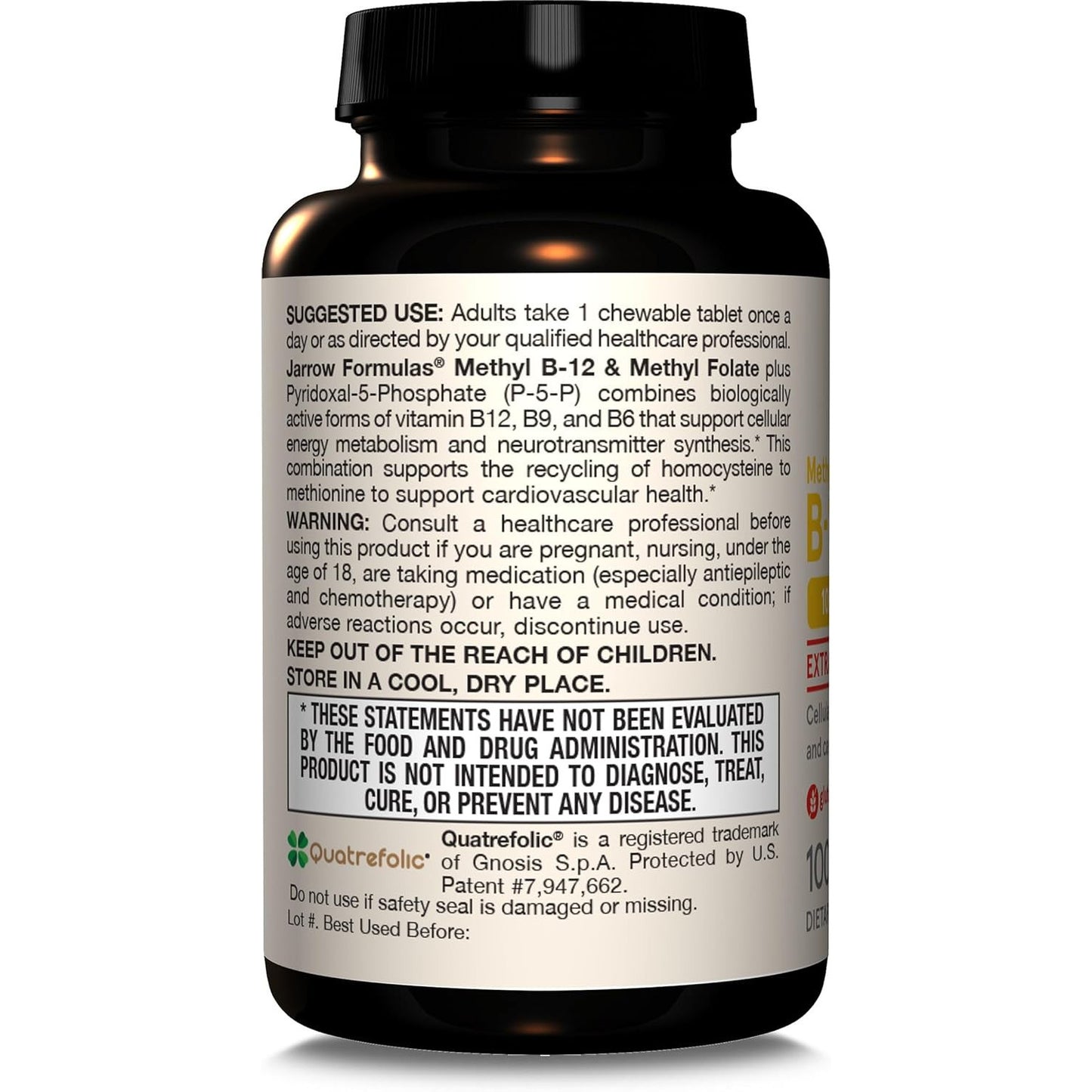 Jarrow Formulas Methyl B-12 & Methyl Folate Chewable Supplement 60 Count