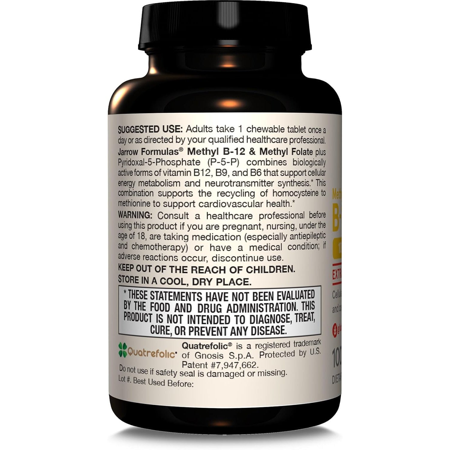 Jarrow Formulas Methyl B-12 & Methyl Folate Chewable Supplement 60 Count