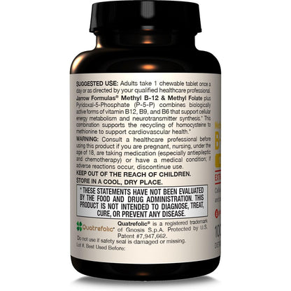 Jarrow Formulas Methyl B-12 & Methyl Folate Chewable Supplement 60 Count