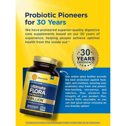 Renew Life Extra Care Digestive Probiotic Capsules 30 Billion CFU 30 Count