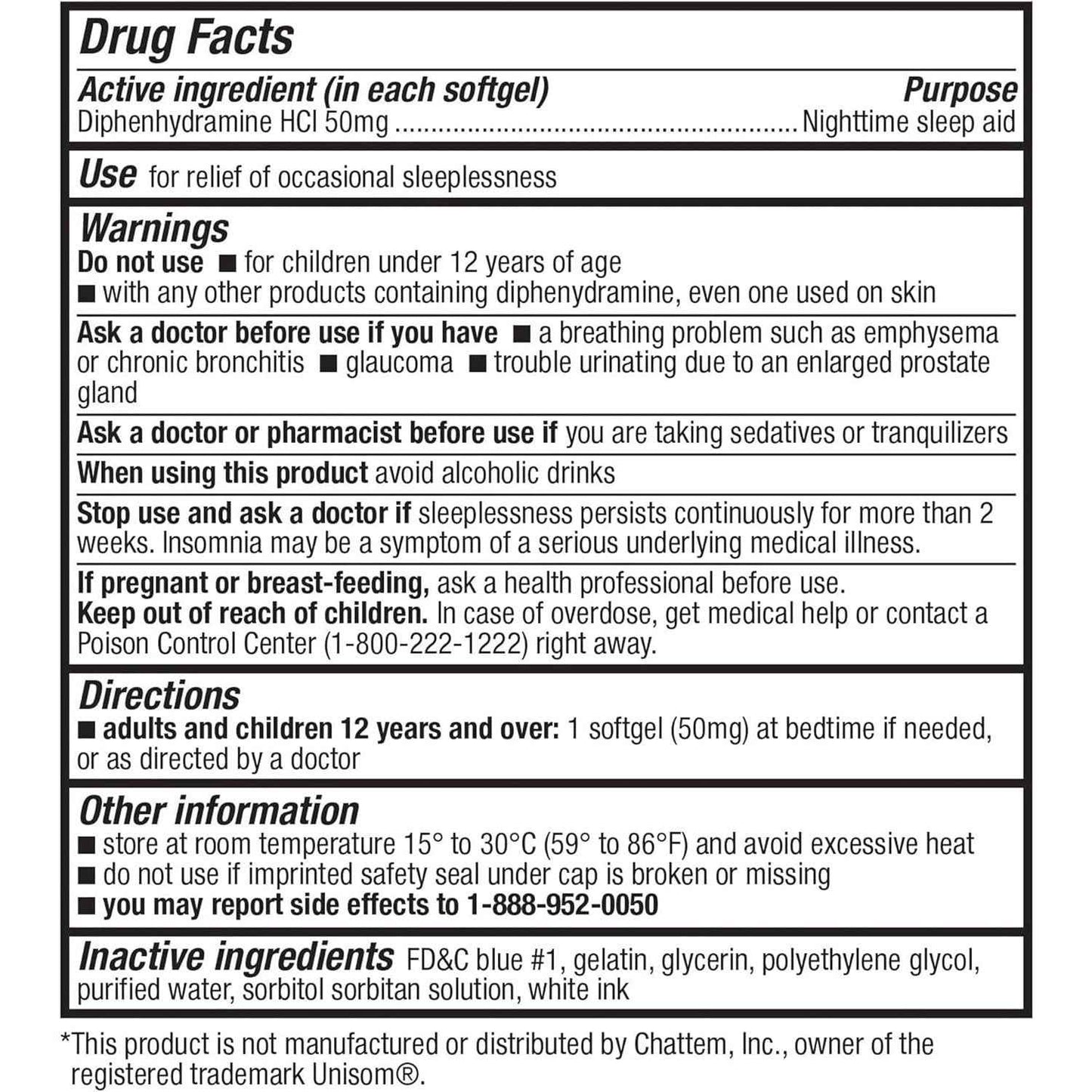 HealthA2Z Sleep Aid Diphenhydramine Softgels 50mg 100 Count