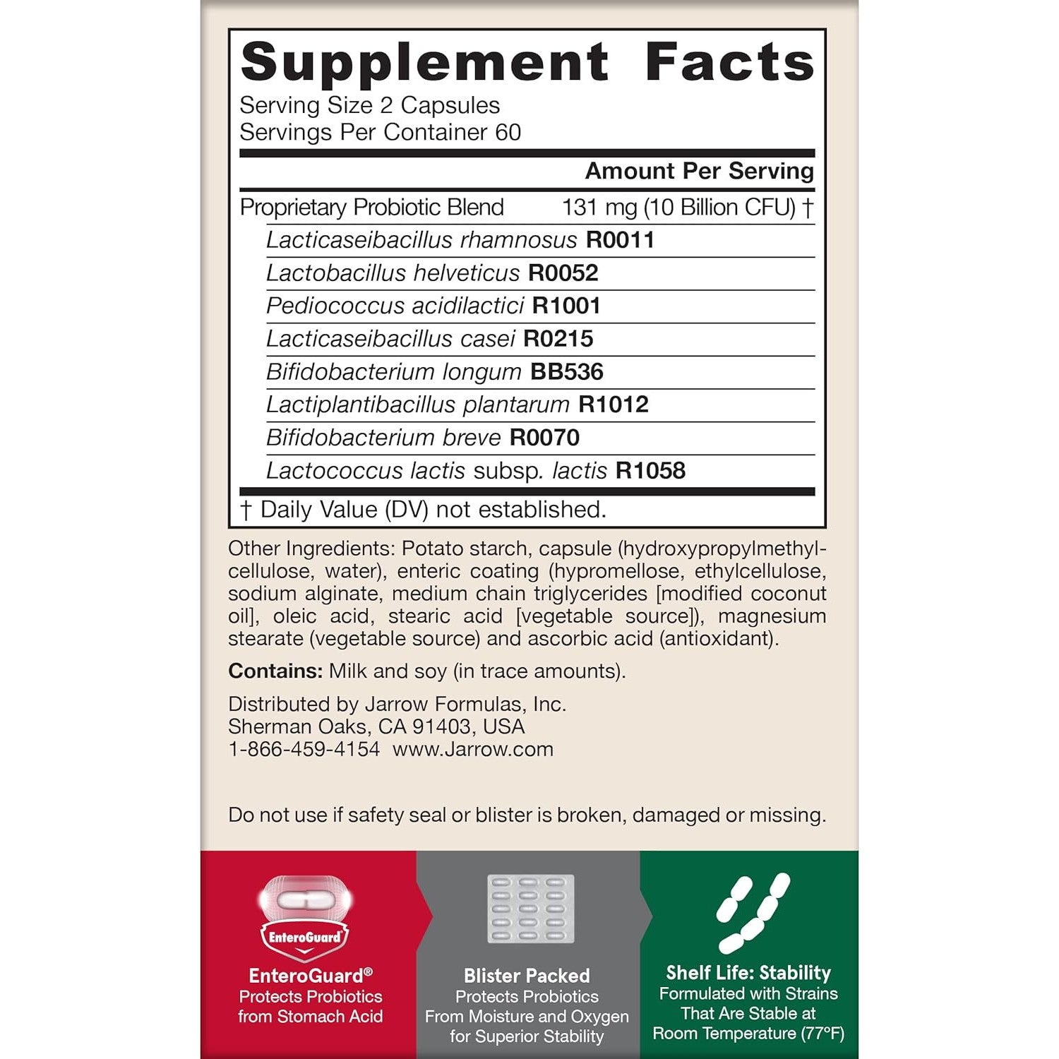 Jarrow Formulas Jarro-Dophilus Probiotic 10 Billion CFU 120 Count