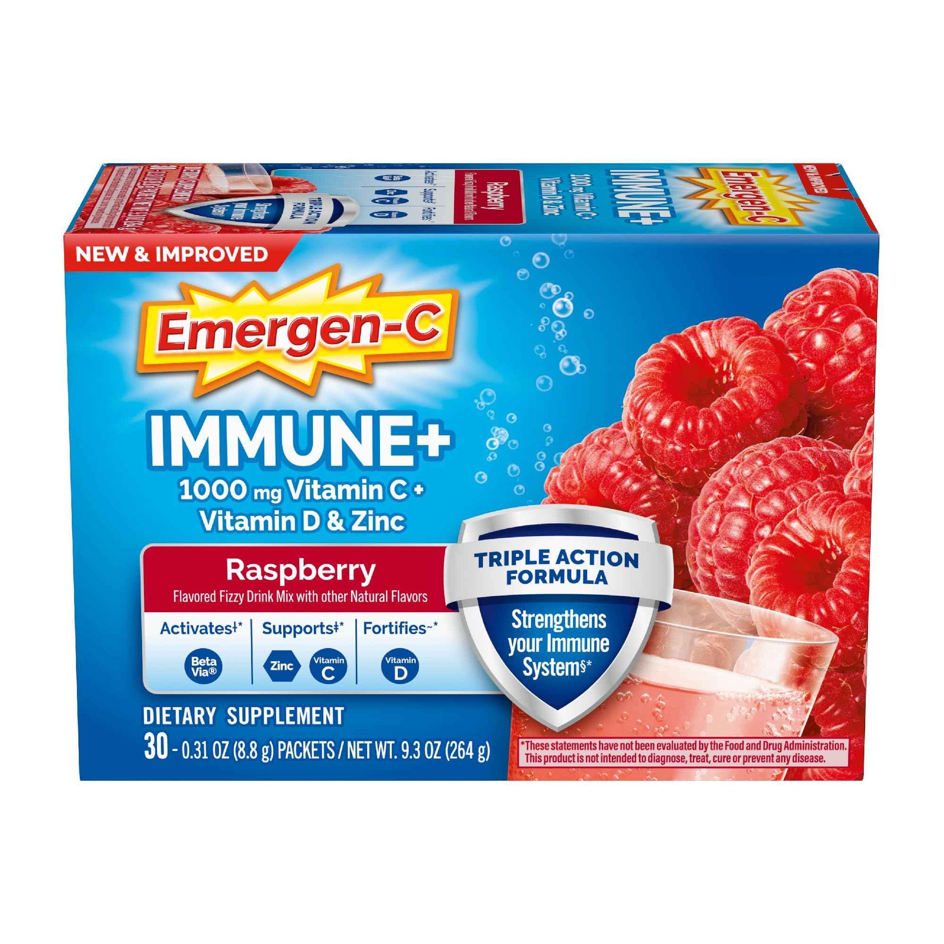 Emergen-C Immune+ Triple Action Immune Support Powder, BetaVia (R) - 30 Ct
