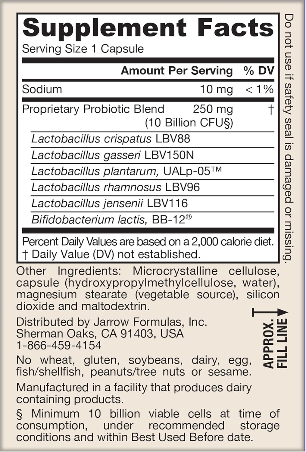 Jarrow Formulas Fem-Dophilus Advanced Probiotics 10 Billion CFU 30 Capsules