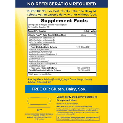 Renew Life Extra Care Digestive Probiotic Capsules 30 Billion CFU 30 Count