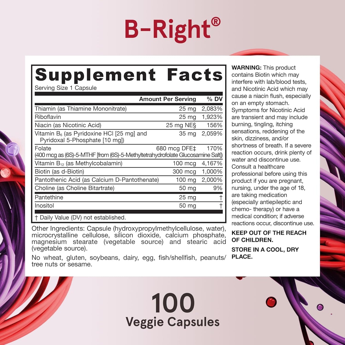 Jarrow Formulas B-Right Vitamin B Complex Formula 100 Veggie Caps