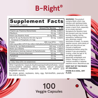 Jarrow Formulas B-Right Vitamin B Complex Formula 100 Veggie Caps