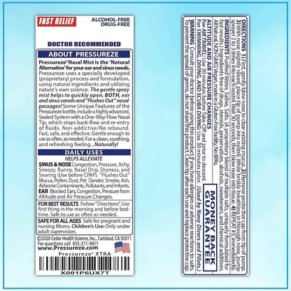 Pressureze Xtra Natural Preservative Free Nasal Spray for Severe Sinus Congestion