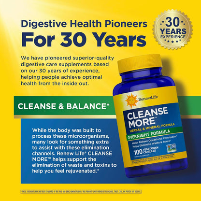 Renew Life Cleanse More Detox Herbal Supplement Capsules 100 Count
