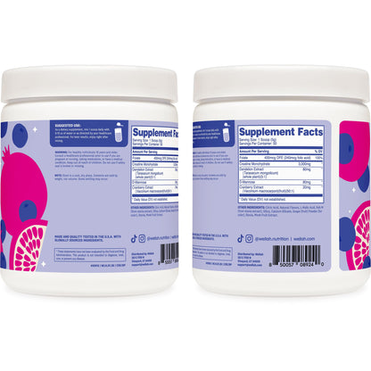 Wellah Creatine for Women - Creatine Monohydrate with Dandelion & Cranberry Extract (50 Servings, Blueberry Pomegranate)