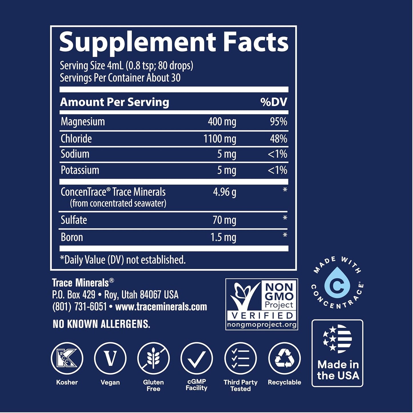 Trace Minerals Liquid Ionic Magnesium Supplement 400 mg 4 oz
