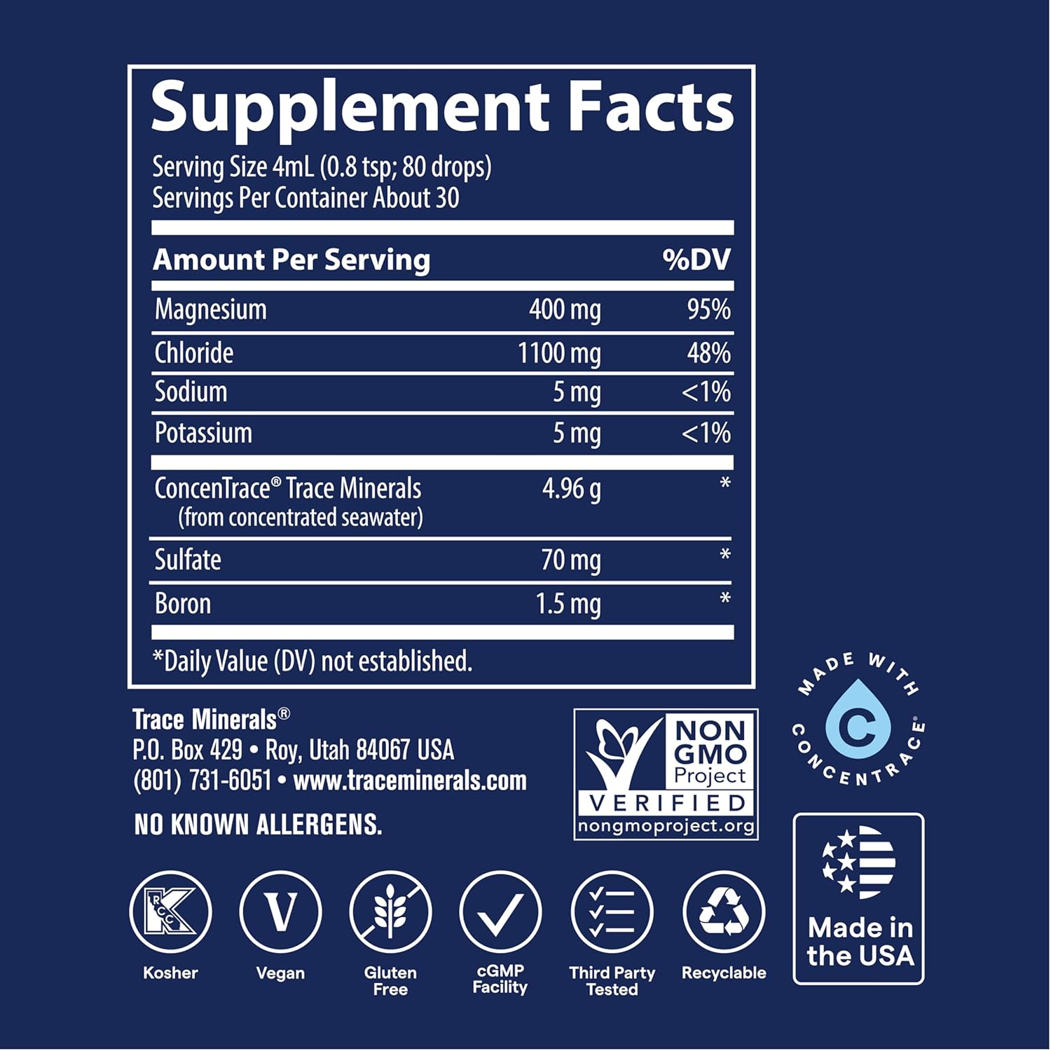 Trace Minerals Liquid Ionic Magnesium Supplement 400 mg 4 oz