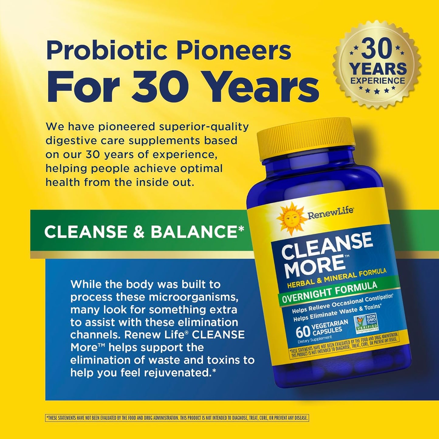 Renew Life Cleanse More Herbal Formula with Magnesium, 60 Count
