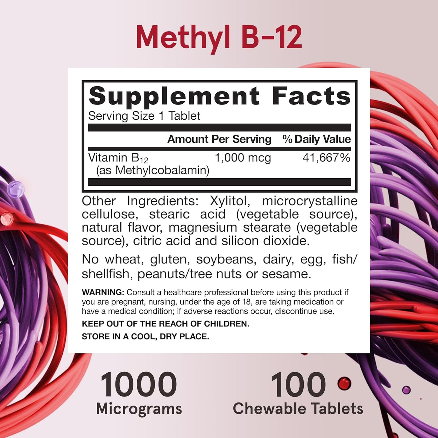 Jarrow Formulas Methyl B-12 1000mcg Chewable Tablets Lemon 100ct