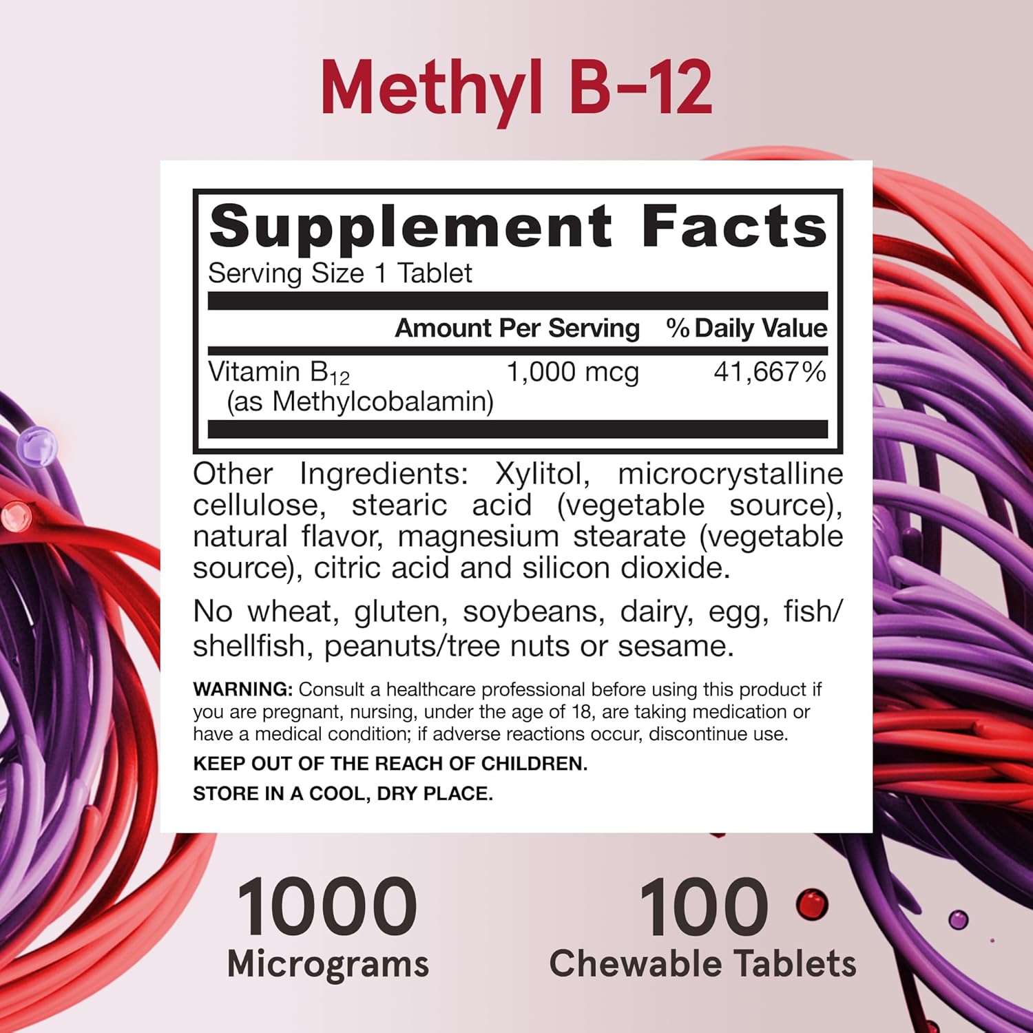 Jarrow Formulas Methyl B-12 1000mcg Chewable Tablets Lemon 100ct