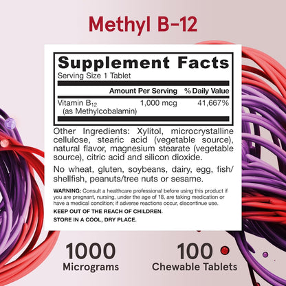 Jarrow Formulas Methyl B-12 1000mcg Chewable Tablets Lemon 100ct