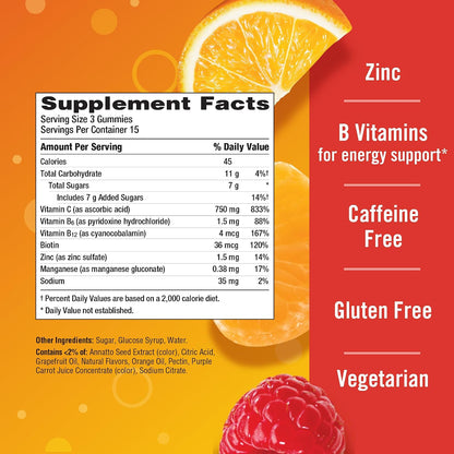 Emergen-C Vitamin C 750mg Immune Support Gummies, Mixed Fruit, 45 Gummies