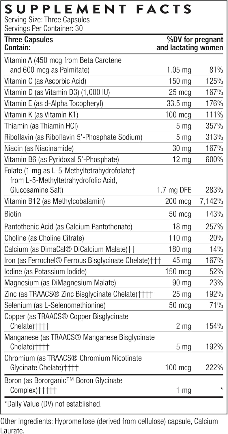 THORNE Basic Prenatal Multivitamin with Active Folate 90 Count