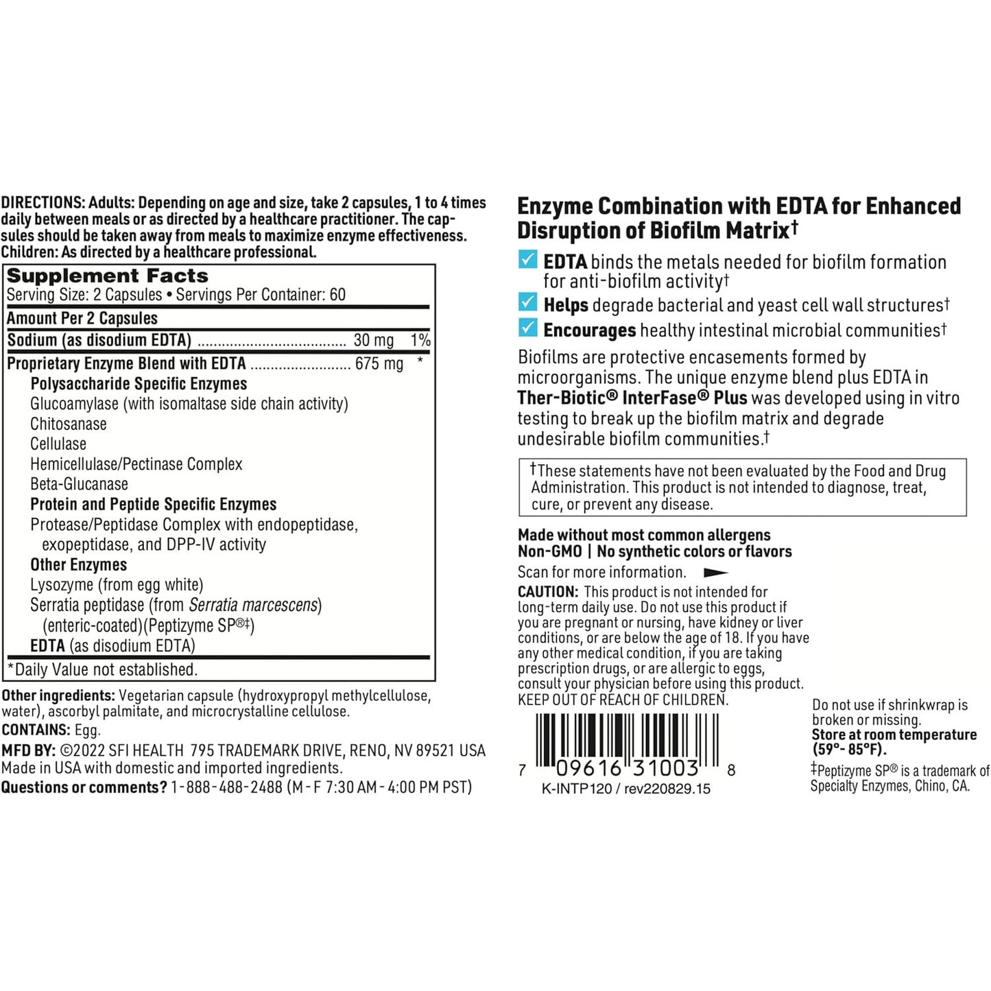 Klaire Labs Ther-Biotic Interfase Plus Multi-Enzyme 120 Count