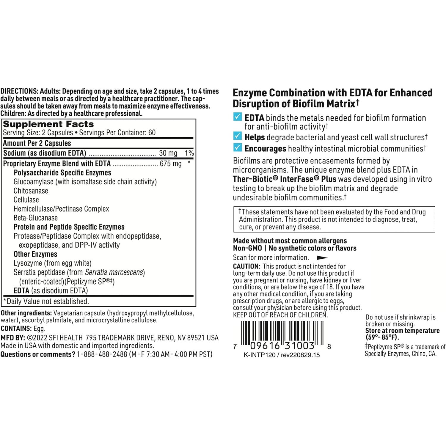 Klaire Labs Ther-Biotic Interfase Plus Multi-Enzyme 120 Count