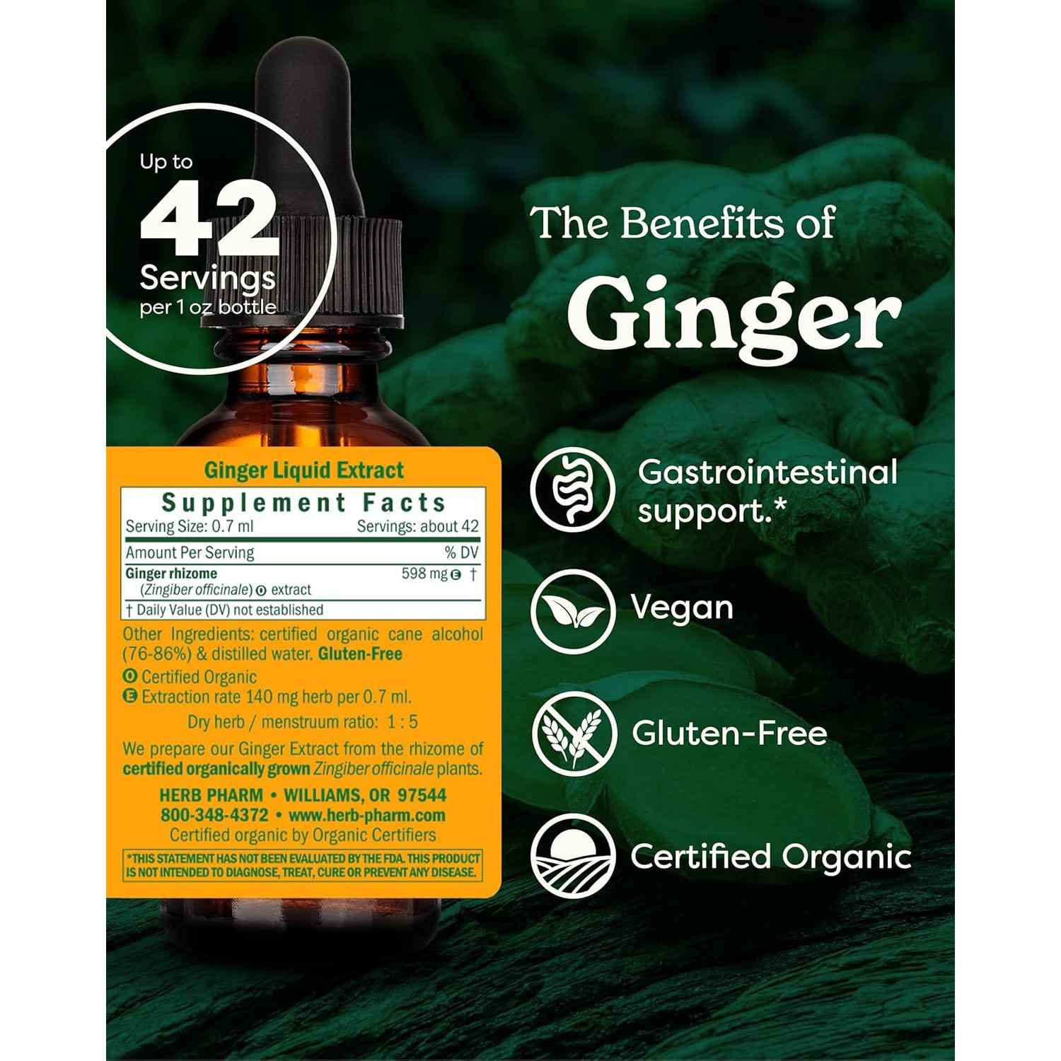 Herb Pharm Certified Organic Ginger Liquid Extract