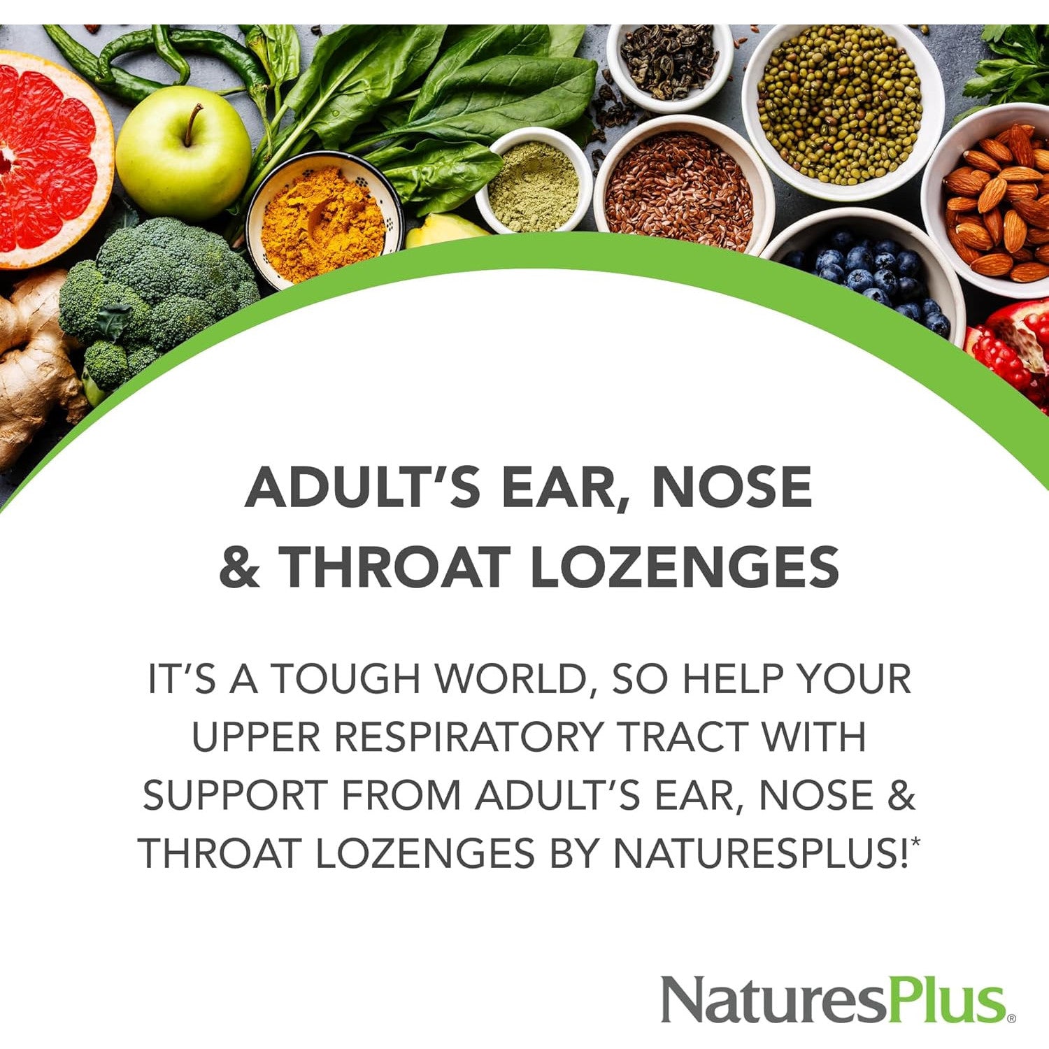 NaturesPlus Adult's Ear Nose Throat Lozenges K12 Probiotics 60 Lozenges Cherry Berry