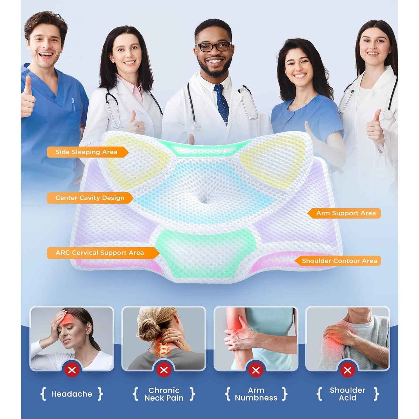 Osteo Cervical Pillow with Cooling Case Memory Foam for Neck Pain Relief