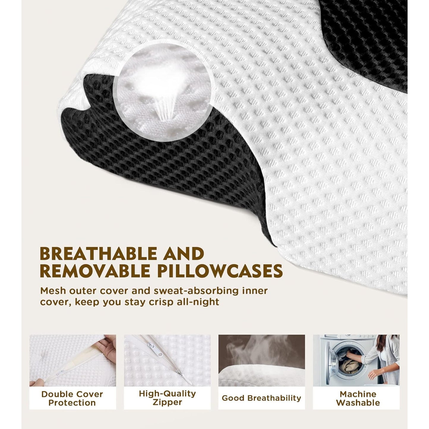 Osteo Cervical Pillow for Neck Pain Relief Memory Foam with Cooling Case