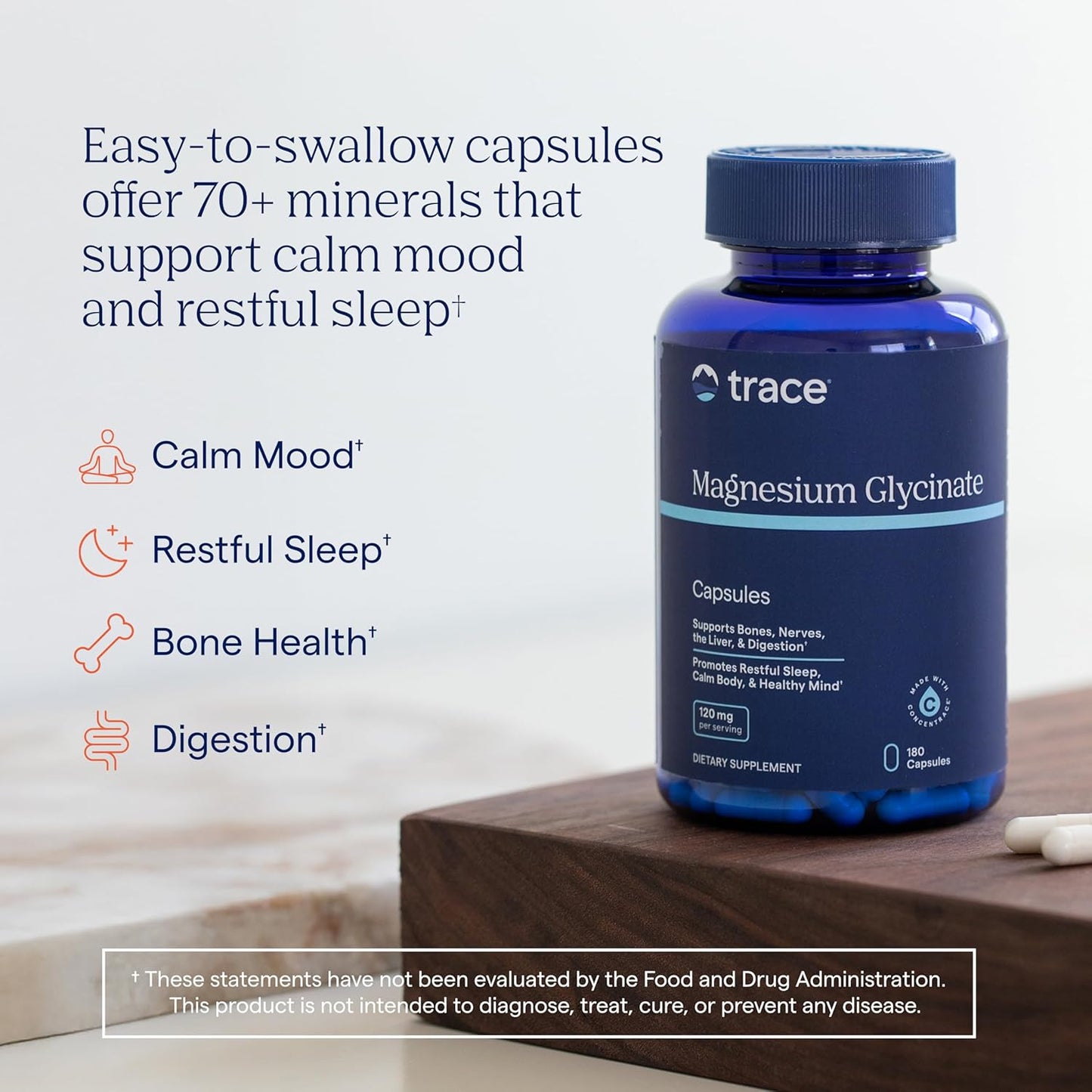 Trace Minerals Magnesium Glycinate Capsules 120 mg 180 Count