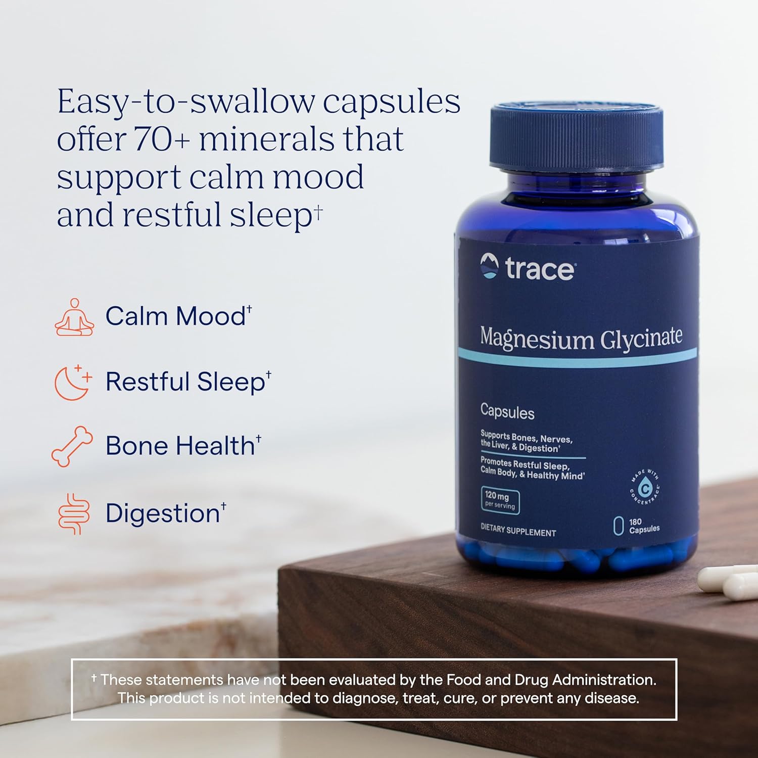 Trace Minerals Magnesium Glycinate Capsules 120 mg 180 Count