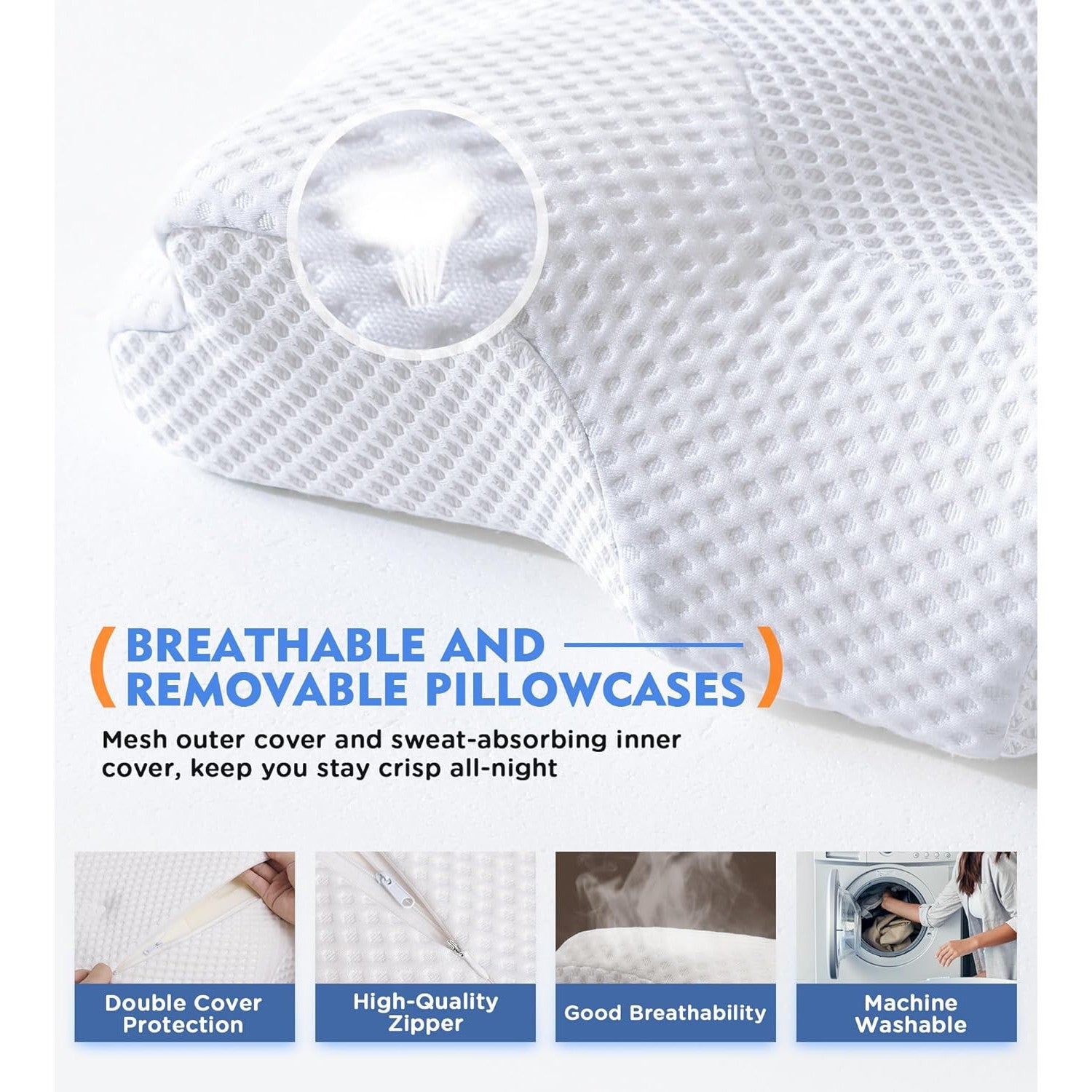 Osteo Cervical Pillow with Cooling Case Memory Foam for Neck Pain Relief