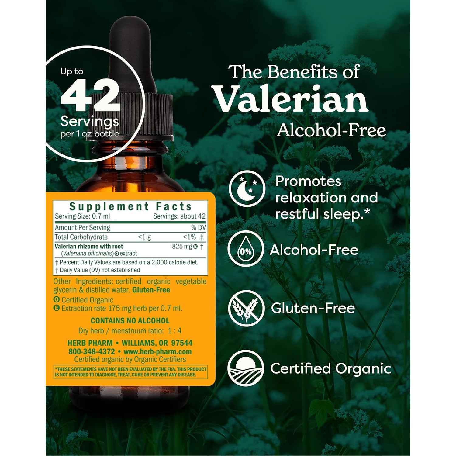 Herb Pharm Valerian Alcohol-Free Extract Organic Glycerite for Sleep