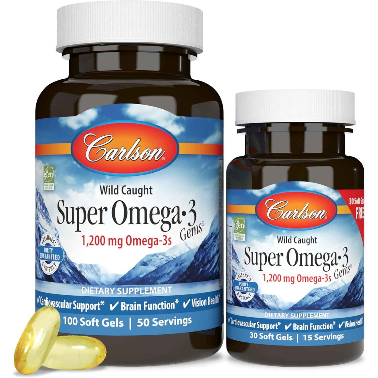 Carlson Super Omega-3 Gems Fish Oil Supplement 1200 mg 100 Count