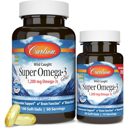 Carlson Super Omega-3 Gems Fish Oil Supplement 1200 mg 100 Count