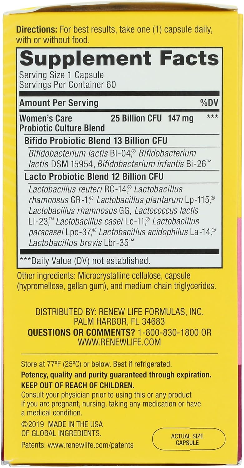 Renew Life Women's Probiotic Capsules 25 Billion CFU 60 Count