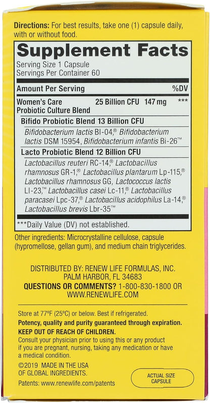 Renew Life Women's Probiotic Capsules 25 Billion CFU 60 Count