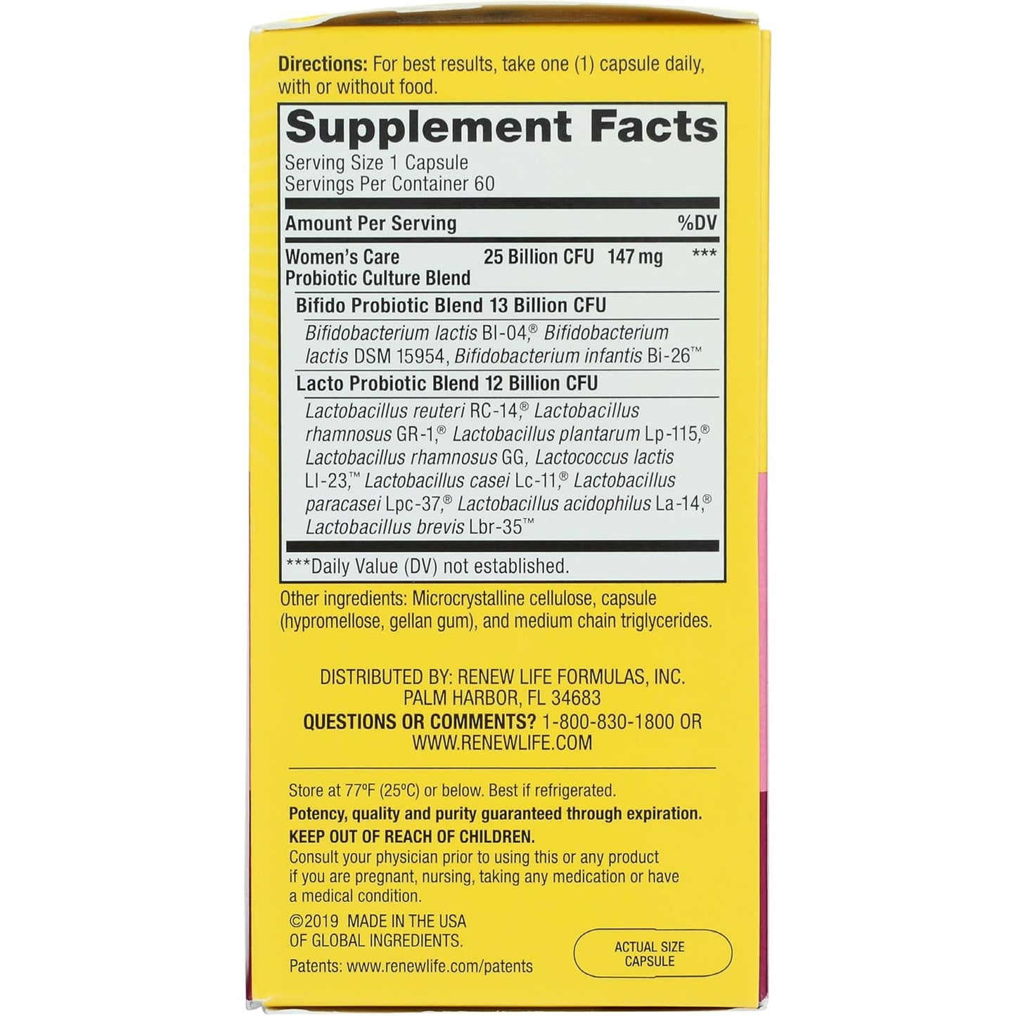 Renew Life Women's Probiotic Capsules 25 Billion CFU 60 Count