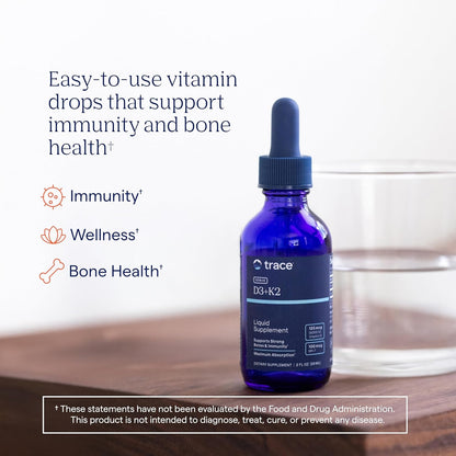 Trace Minerals Liquid Ionic Vitamin D3 + K2 Concentrated Supplement 2 fl. oz