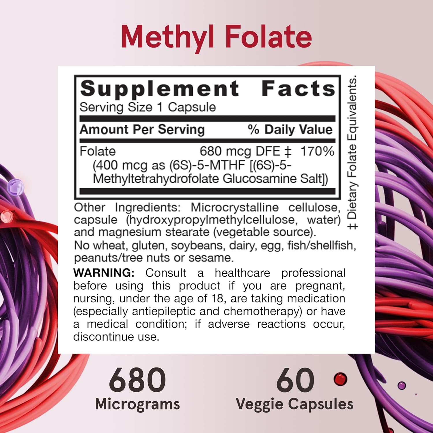Jarrow Formulas Extra Strength Methyl Folate 400 mcg 60 Veggie Capsules