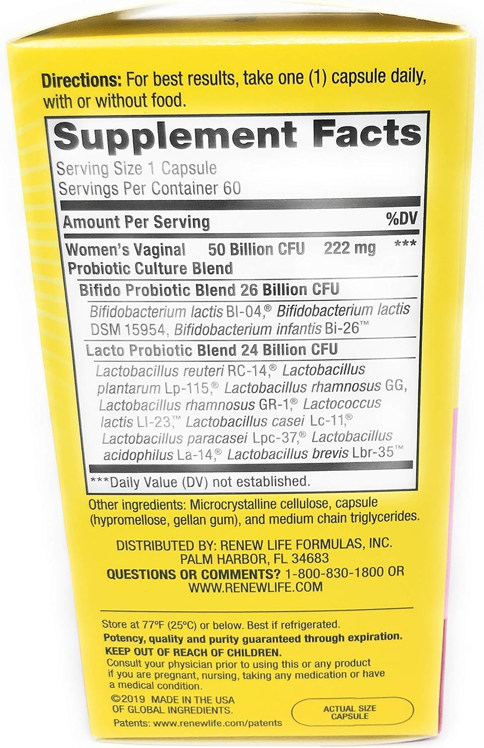 Renew Life Ultimate Flora Vaginal Probiotic 50 Billion 60 Count