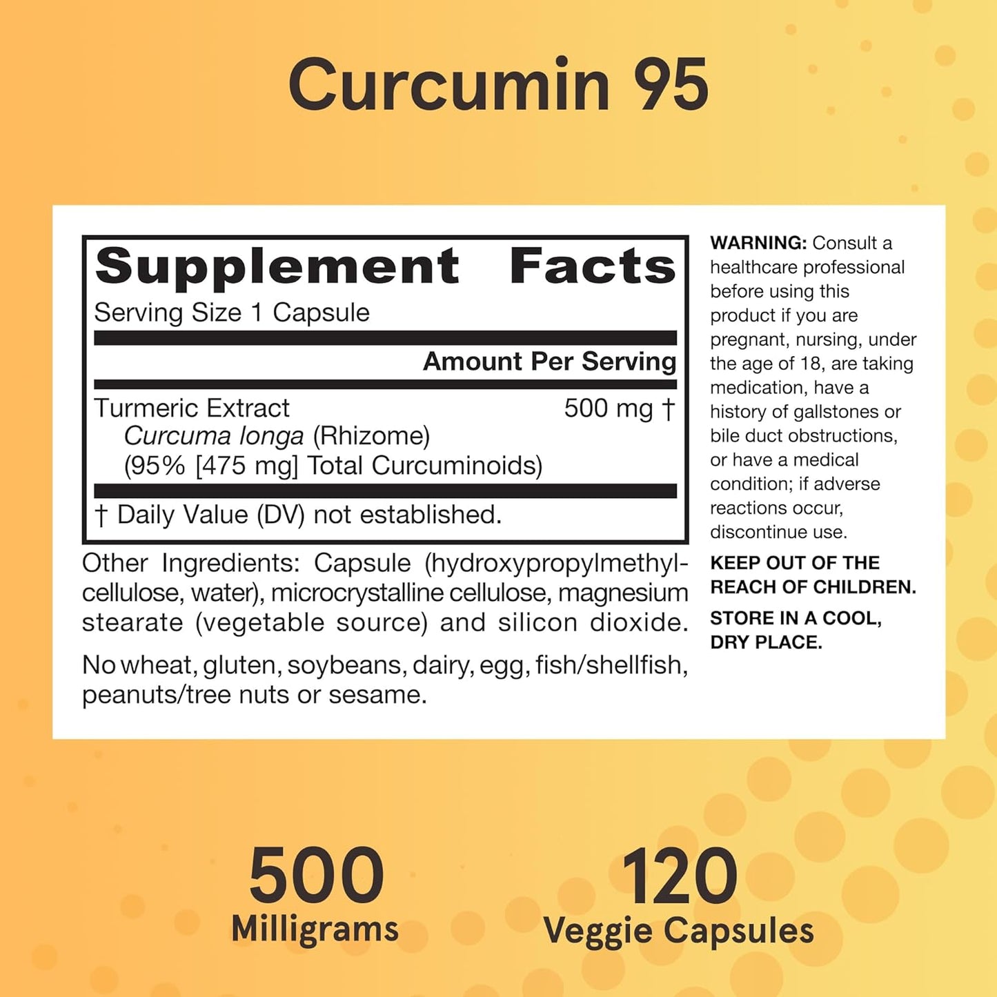 Jarrow Formulas Curcumin 95 Turmeric Extract Supplement 500mg