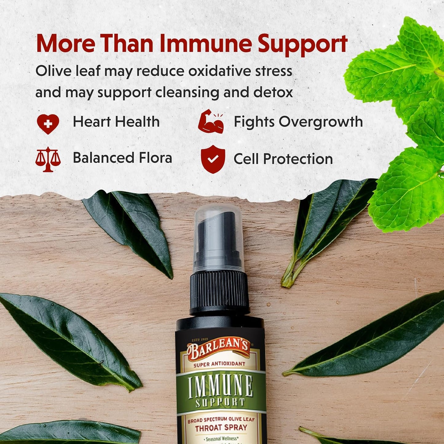 Barlean's Olive Leaf Complex Throat Spray Immune Support Supplement