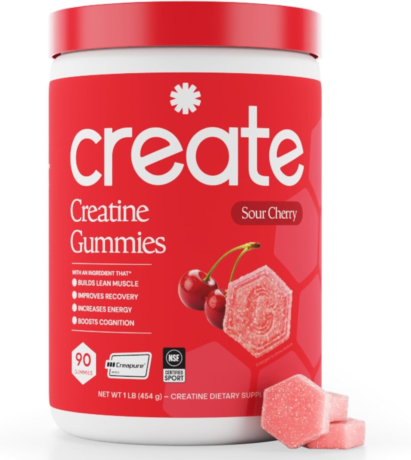 Create Creatine Monohydrate Gummies 1.5 g Strength Endurance & Focus Support Vegan 90 Gummies
