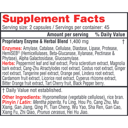Health Concerns Chzyme Herbal Digestive Support Supplement 90 Capsules