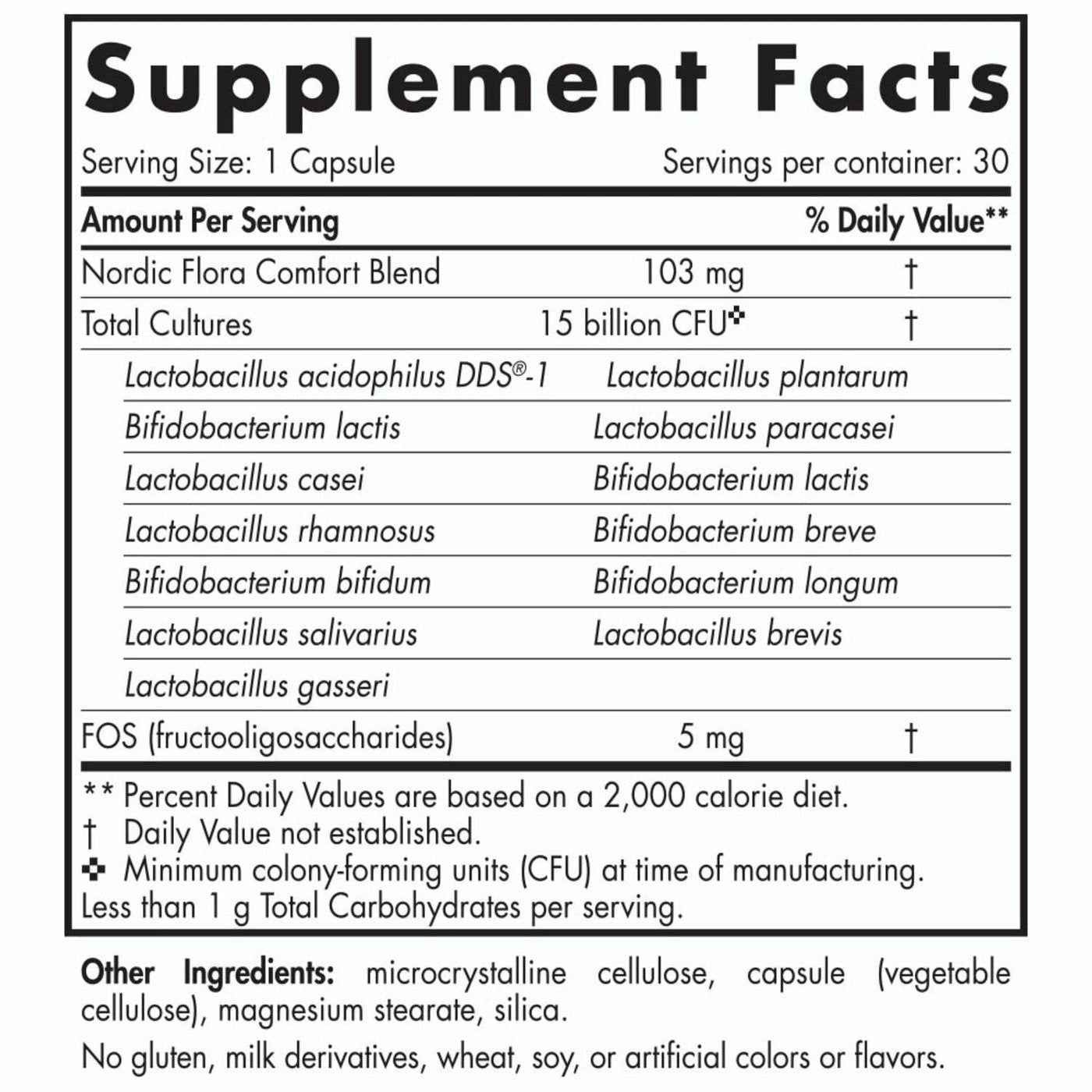 Nordic Naturals Nordic Flora Probiotic Comfort Supplement 30 Capsules