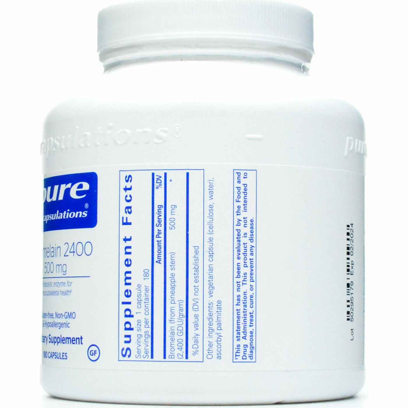 Pure Encapsulations Bromelain 2400 Dietary Supplement 500 mg Capsules